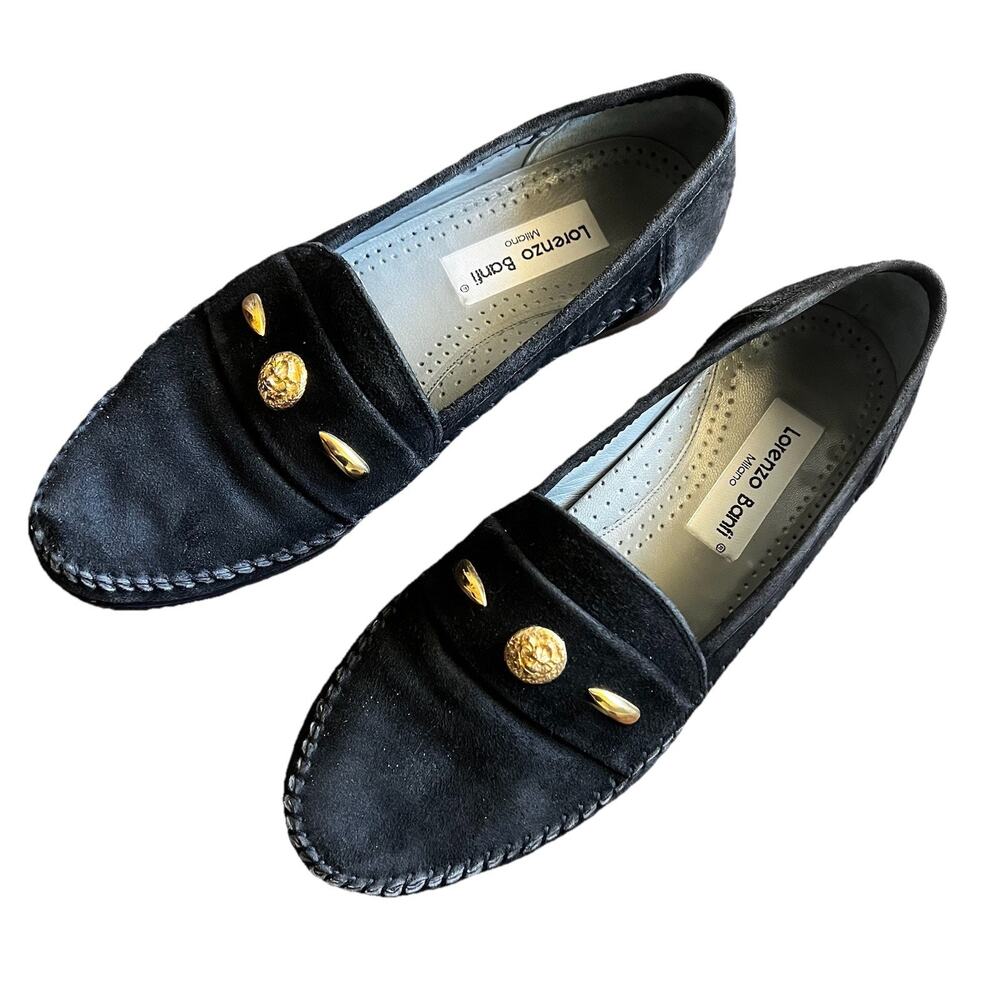 Lorenzo Banfi Milano Men’s Loafer Shoes Black Suede 8.5M